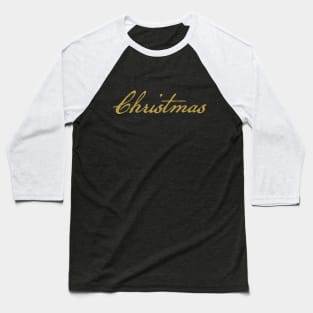 Christmas Gold Script Typography Baseball T-Shirt